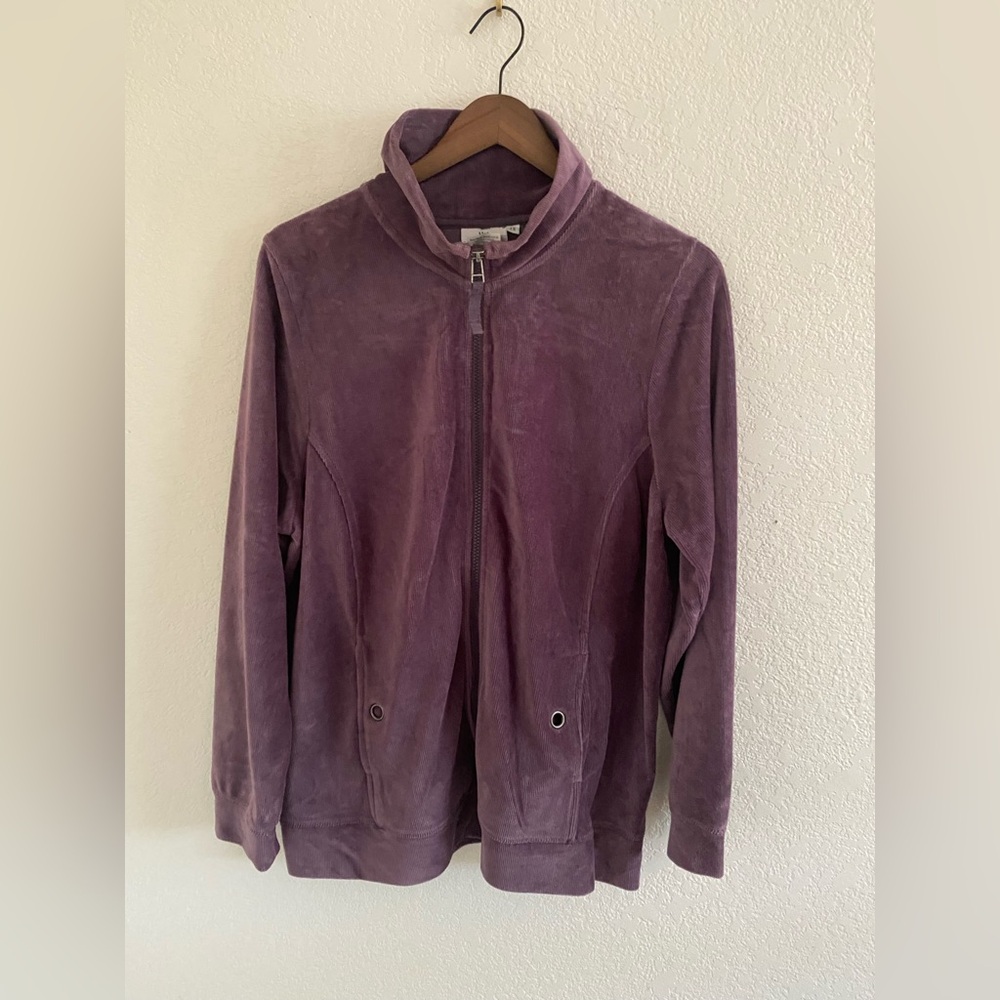 Hot Cotton by Marc Ware Full Zip Velvet Jacket Size 1X Grommet Details On Pocket